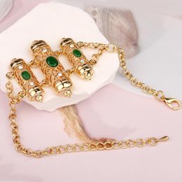 Charm Bracelets Moroccan Trendy Women Chain Bracelet Gold Plated Colour Rhinestone Cuff Bangles For Ethnic Muslim Wedding Jewellery