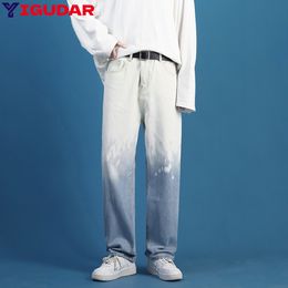 Men's Jeans Fashion Streetwear Casual Loose Straight Wide Leg Pants Jeans Korean Version Couple Tie Dye Gradient baggy Jeans Men y2k 230823