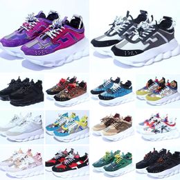 Luxury Designers Casual Shoes Top Quality Chain Reaction Wild Jewels Chain Link Trainer Running Shoes Sneakers EUR 36-47