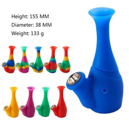 Silicone Glass Pipe 15.5mm High Hookah Pipe Detachable Dab Rigs Hookah Pipe Smoking Accessories Oil Rig Wholesale