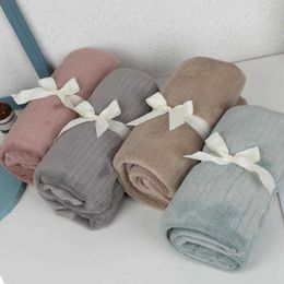 Blankets Upgraded Solid Colour Thicken Children's Blanket Napping Blanket Kids Bath Towel Blanket Baby Swaddle Car Knee Blanket