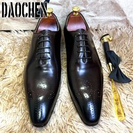 Dress Shoes Elegant Men Leather Shoes Lace Up Pointed Toe Shoes Black Coffee Mens Dress Shoes Wedding Office Business Oxfords Shoes 230824