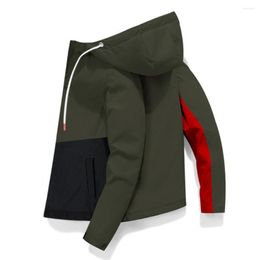 Men's Jackets Patchwork Colour Jacket Coat Stylish Hooded With Design Long Sleeve Zipper Placket For Spring Autumn