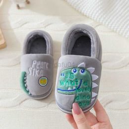 Flat shoes 2021 Winter Dinosaur Kids Slippers For Boys Girls Flip Flops Soft Non-slip Children Home Slippers Baby Warm Cotton Indoor Shoes L0824