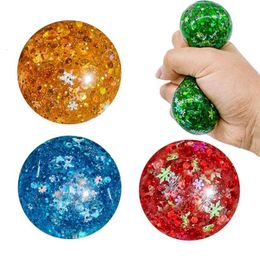 Decompression Toy Squeeze Ball For Kids 4PCS Soft Children Sequins Snowflake Ball Flexible Glitter Toy Birthday Gift Boys Girls Relaxing Toy 230823