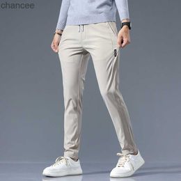 Stretch Casual Pants Men Classic Lightweight Slim Fit Trousers for Men Summer Straight Drawstring Joggers Solid khaki Pants MaleLF20230824.