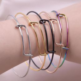 Bangle Stainless Steel Adjustable Bracelet For Women Expandable Diameter Cuff Open Bracelets Bangles DIY Jewellery Making Pulseiras Mujer