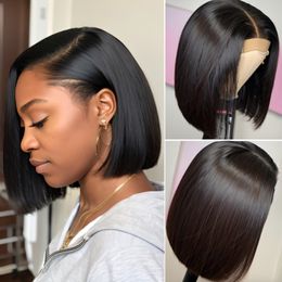 Melodie 4x4 Lace Closure Wig 150% Short Bob Straight Hair Transparent Lace Closure Human Hair Wigs Remy Hair for Black Women
