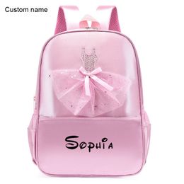 Backpacks Custom Name Ballet Dance Backpack for Little Girls Ballerina Bag Personalised Toddler Gymnastics Storage 230823