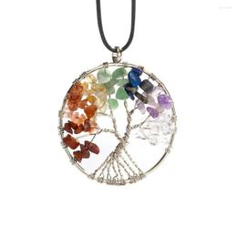 Chains Chakra Quartz Natural Stone Tree Of Life Pendulum Pendant Necklace For Women Healing Crystal Necklaces Pendants Reiki Jewellery