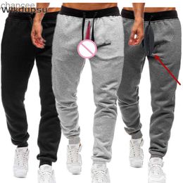 Mens Long Pants Sexy Invisible Double Zippers Open Crotchless Pants Casual Sweatpants Jogging Trousers Male Outdoor Sex ClothesLF20230824.