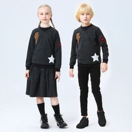 Clothing Sets Children Boys Girls Chenille Patch Fall Winter 2pc Set Top Polyester Family Matching Clothes 230823