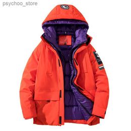 Men's 2023 Winter White Duck Down Jacket Patchwork Trendy Brand Casual Puffer Winter Clothes Thick Hooded Coat Q230823