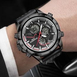 Wristwatches Reloj Hombre BOAMIGO Men Sports Watches Man Fashion LED Digital Watch Leather Quartz Relogio Masculino