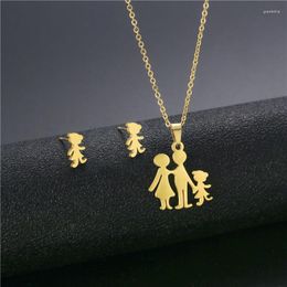 Necklace Earrings Set Boy Girl Personalised Earring Custom Mother Kid Child Family Gift For Women Man Stainless Steel Jewellery