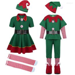 Women's T Shirts Dress Polyester Christmas Children's Parent-Child Clothing Green Kindergarten Performance Spring And Autumn Fashion