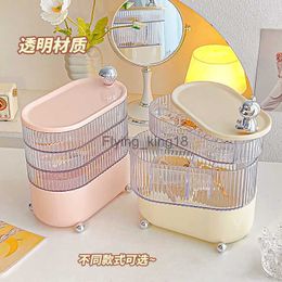 Transparent Acrylic Rotating Jewelry Box Cream Wind Girl Desktop Cosmetics Lipstick Sundries Multi-layer Shelf Desktop Organizer HKD230812