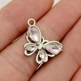 50Pcs Fashion Crystal Butterfly Charm Pendant For DIY Necklace Jewelry Making Findings A-804