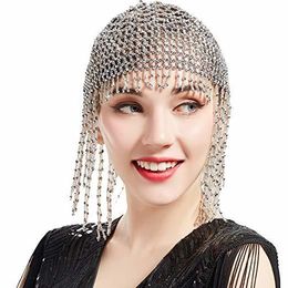 Wedding Hair Jewelry Girl s Beaded Belly Dance Head Cap Hat Accessory Gold Silver 4 Colors 230824