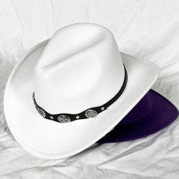 sboy Hats Monochrome Men's Cowboy Hat Jazz Top Ladies Curly Ms Fedora Knight Large Ethnic Panama 230823