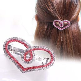 Hair Clips Korean Violet Heart Zircon Spring Hairpin Shining Rhinestone Half-pierced Back Spoon Elegant Women's Fashion