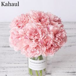 Decorative Flowers Wreaths peony artificial silk flowers for home decoration wedding bouquet for bride high quality fake flower faux living room 230823