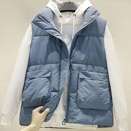 Women's Vests 2023 Winter Women Loose Sleeveless Coat Simplicity Elegant Fashion Thicken Cardigan Jacket Female Casual Warm Cotton