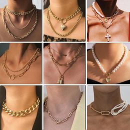 Chains Stylish Fashion Metal Necklace Accessories For Girls Ladies Women Choker Pendant Chain Party Alloy Jewelry Birthday Gift