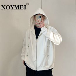 Mens Hoodies Sweatshirts NOYMEI Loose Sweatshirt Hooded Zipper Niche Design Vintage Coat Drawstring Metal Decoration Male Sport Jacket WA2555 230823