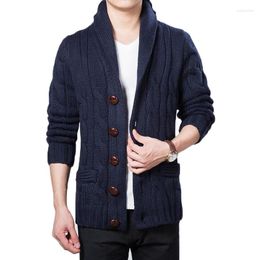 Men's Sweaters Cardigan Men Casual Wool Pull Homme Knitted Big Lapel Coat Mens Winter Turn Down Single Breasted Sweater