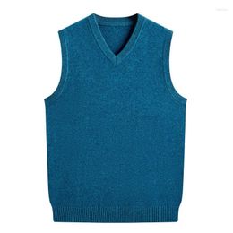 Men's Vests Fashion Pure Cashmere Male Autumn Thickened Sweater V-neck Casual Computer Knitted Thick Vest Sleeveless Plus Size S-5XL6XL