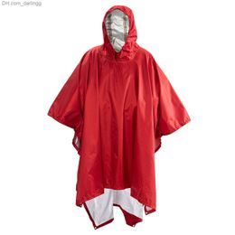 Portable Multifunctional 3 In 1 Rain Coat Waterproof Rain Poncho Lightweight Reusable Hiking Hooded Coat Jacket for Hiking Camp Q230824
