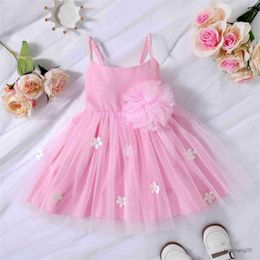 Girl's Dresses Kids Infant Baby Girl Dress Sleeveless Pearl Flower A-line Princess Dress for Party Stage Show 1-6T R230824