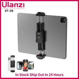 Flash Brackets Ulanzi ST 29 Universal Tablet Tripod Mount Stand Phone Holder w Cold Shoe For iPhone iPad Air Pro Horizontal Vertical Shooting 230823
