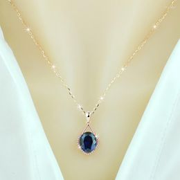 Chains Necklace For Women S925 Sterling Silver Rose-Plated Gold Clavicle Chain Simple Purple Zircon Inlaid Color 2023