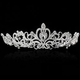 Bling Silver Crystals Wedding Tiaras Beaded Bridal Crowns Diamond Jewellery Rhinestone Headband Cheap Accessories Pageant TiaraZZ