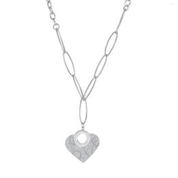 Chains European 316L Stainless Steel Chain Necklace Hollow Heart Paper Clip For Women's Birthday Party Gift Fashion Jewelry