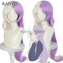 Synthetic Wigs RANYU Bungo Stray Dogs Sigma Wigs Long Straight White Purple Two Color Anime Cosplay Hair Wig for Party x0824