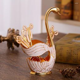 Spoons European Style Coffee Spoon Fruit Set Home Ornaments Fashion Cute Swan Dessert Cutlery Golden