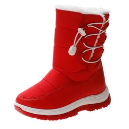 Boots Winter Girls Snow Windproof Warm Plush Children High Top Teenager Kids Outdoor Cotton Shoes Student Size 28 36 230823
