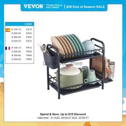 VEVOR Dish Drying Rack Large Capacity Dish Drainers Rustproof Carbon Steel Dish Drainer with Drainboard Storage Space Saver HKD230823