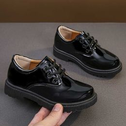 Flat shoes Children Glossy UK Uniform Casual Shoes for Host Spring Boy Leather Shoes Black Performance Casual Kids Fashion 2022 New Classic L0824
