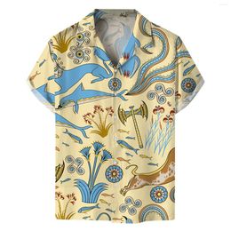 Мужские рубашки T 2023 Летняя повседневная индивидуальность мужская пляж на открытая рубашка для печати рубашка