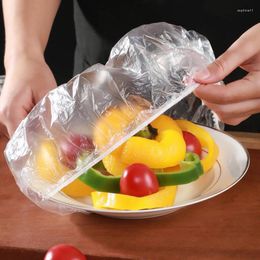 Storage Bags 100/50p Disposable Food Cover Kithchen Refrigerator Fruit Stretch Leftovers Protection Flim Dustproof Bowls Cups Caps Bag