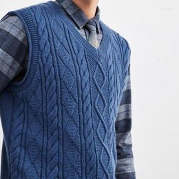 Men's Vests 2023 Sweater Vest Men All-match V-neck Solid Sleeveless Male Tops Basic Cosy Korean Style Leisure Knitted Sweaters C45