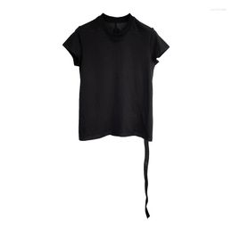Women's T Shirts Fashion Trendy Luxury Designer Cloth Pure Colour Base Basic Style Ribbon Decoration Slim Fitting Round Neck Sleeved Shirt