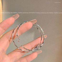 Hoop Earrings Colourful L Arrival Korean Circle Personality Exaggerated Metal S925 Sterling Silver For Women Party Jewellery