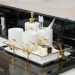Bath Accessory Set Luxury Light Nordic Marble El Clubhouse Bathroom 5-Piece Washing Decoration Home Toilet