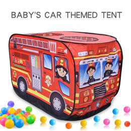 Baby Rail Children's car tent house fire truck indoor and outdoor game house with sunroof toys 230823