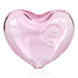 Pink Smoking Pyrex Thick Glass Pipes Portable Pocket Dry Herb Tobacco Philtre Spoon Bowl Innovative LOVE Heart Style Handpipes Cigarette Holder DHL